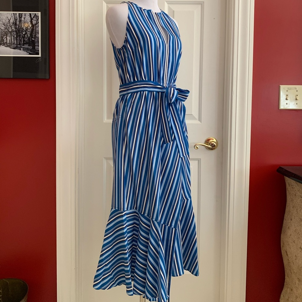 Derek Lam 10 CROSBY Striped Asymmetrical Dress - Picture 6 of 8